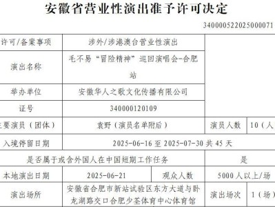 2025合肥毛不易演唱会审批公告(最新)