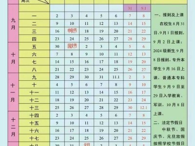 山东财经大学东方学院2024-2025学年校历