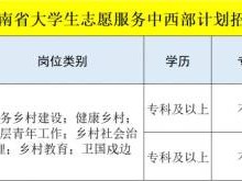 海南西部计划岗位表2025（附招募公告）