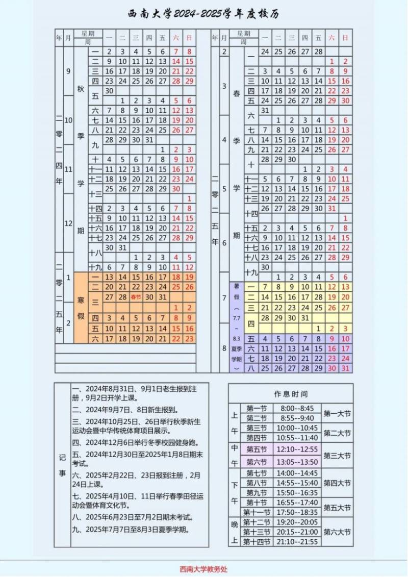 2025重庆各大学寒假及开学时间
