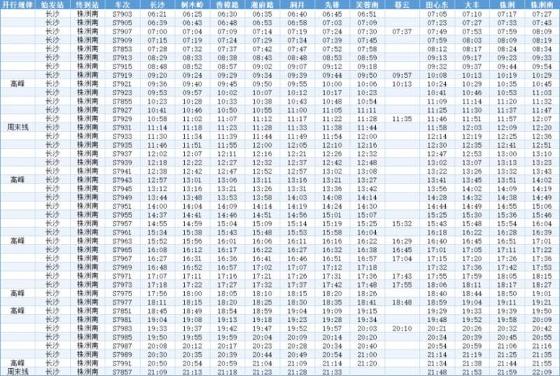 2024长沙到株洲城际铁路时刻表查询（附入口）