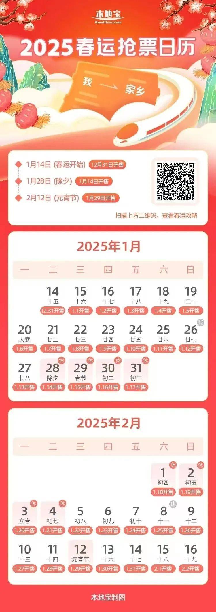 2025春运火车票购票时间