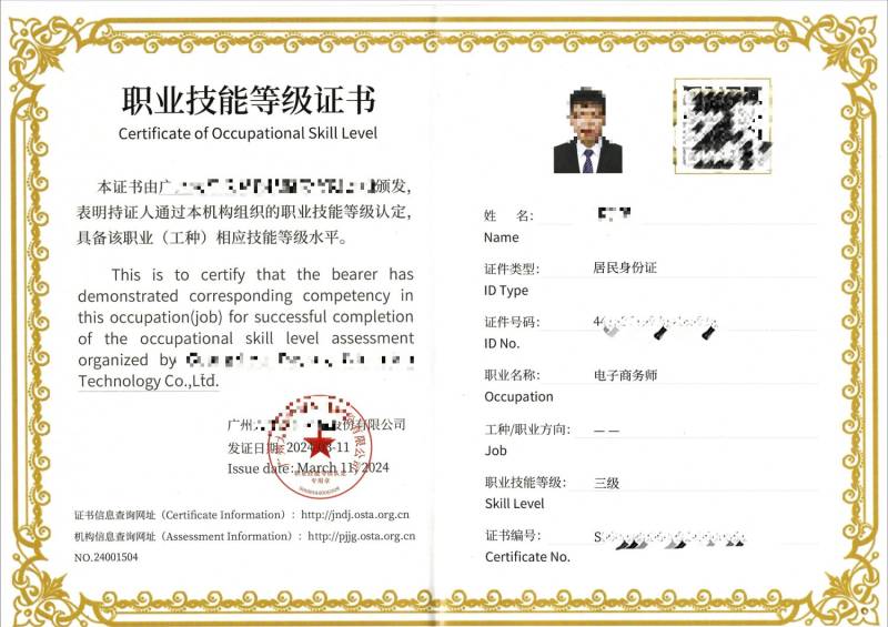 电子商务师证书模板参考 