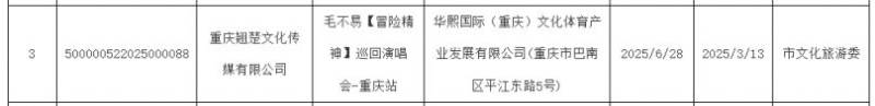 2025毛不易重庆演唱会什么时候？