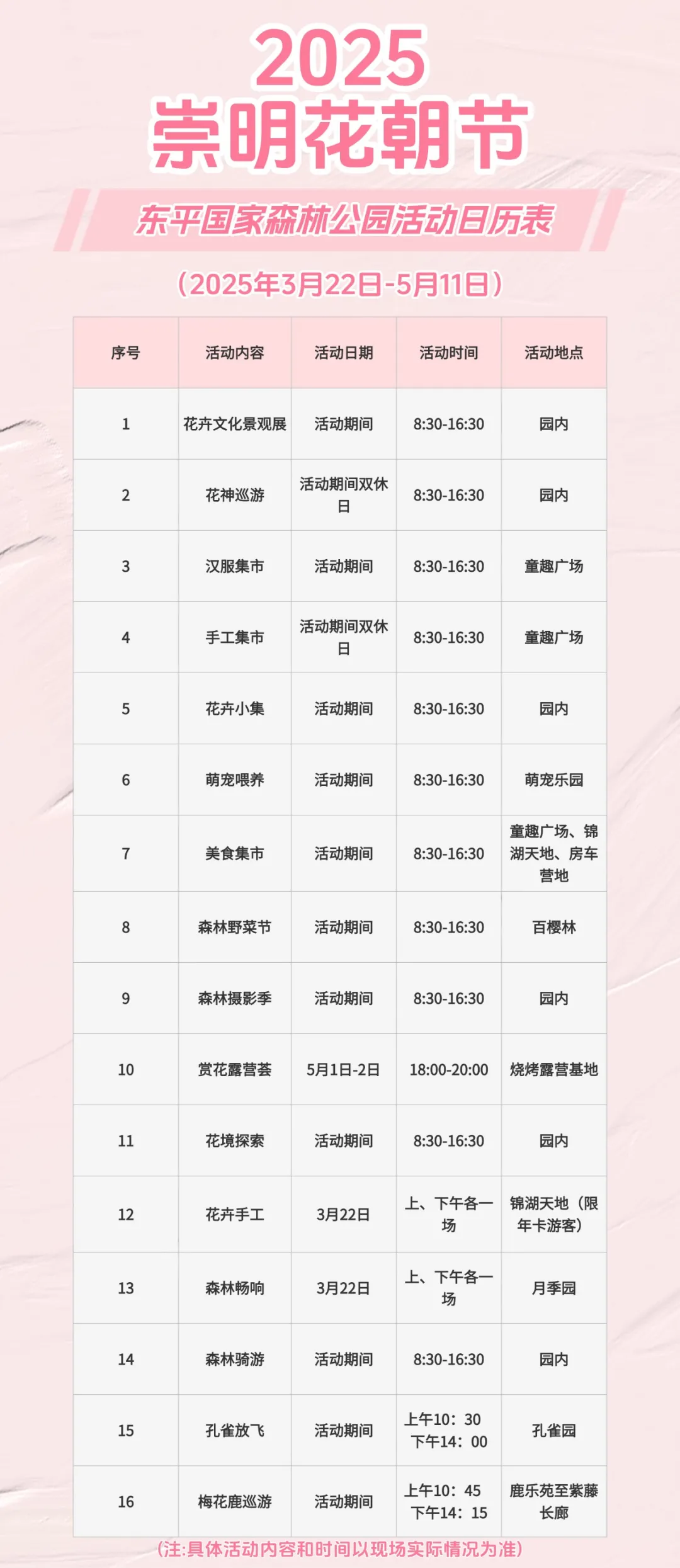 2025上海崇明花朝节时间+地点+门票+活动日程