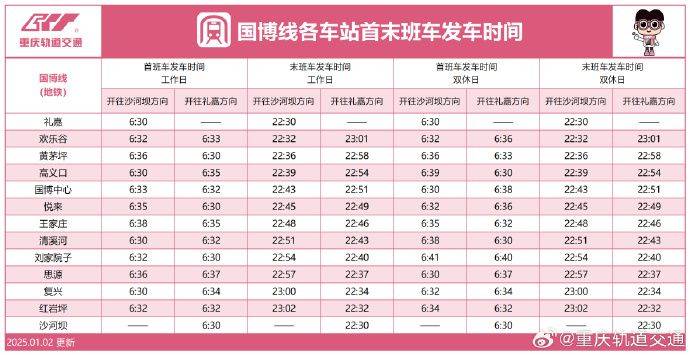 重庆国博线首末班车时间（实时更新）