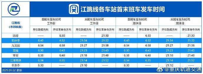 江跳线首末班车时间（实时更新）