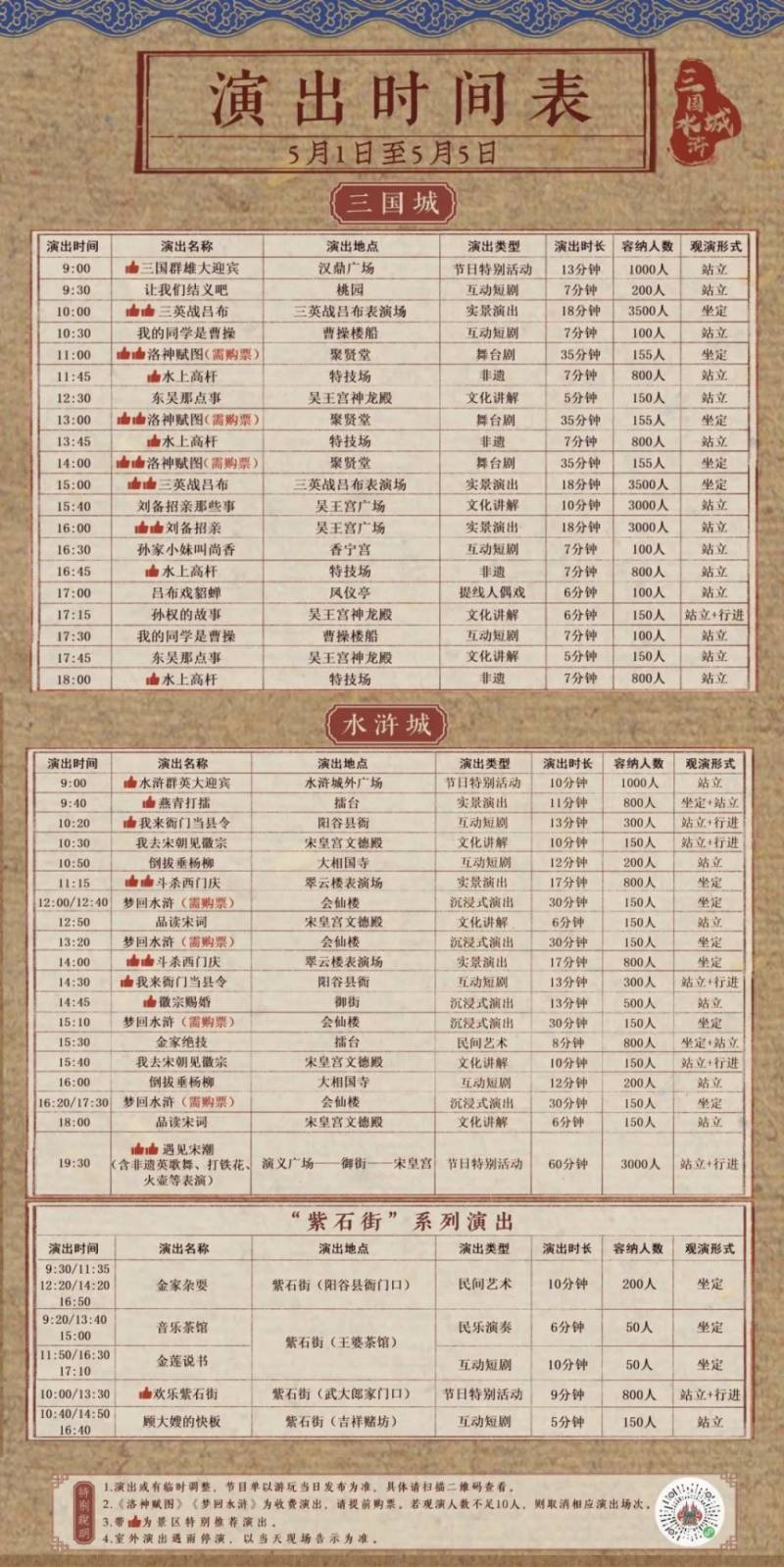 2025无锡三国城五一演出时间表