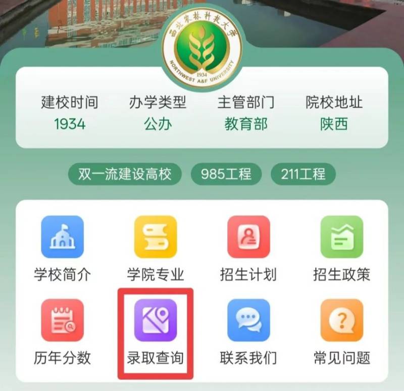 西北农林科技大学2025高考录取查询方法
